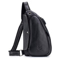 Anti-theft Sling Bag Travel Crossbody Shoulder Genuine Leather Chest Bag Black