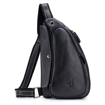 Anti-theft Sling Bag Travel Crossbody Shoulder Genuine Leather Chest Bag Black