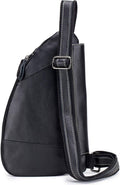 Anti-theft Sling Bag Travel Crossbody Shoulder Genuine Leather Chest Bag Black