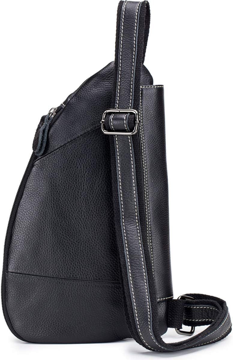 Anti-theft Sling Bag Travel Crossbody Shoulder Genuine Leather Chest Bag Black