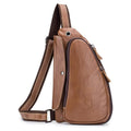 Anti-theft Sling Bag Travel Crossbody Shoulder Genuine Leather Chest Bag Brown