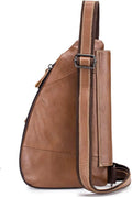 Anti-theft Sling Bag Travel Crossbody Shoulder Genuine Leather Chest Bag Brown