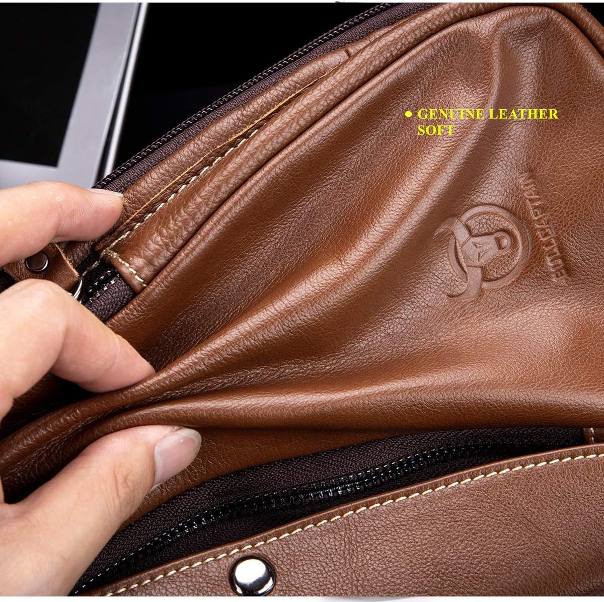 Anti-theft Sling Bag Travel Crossbody Shoulder Genuine Leather Chest Bag Brown