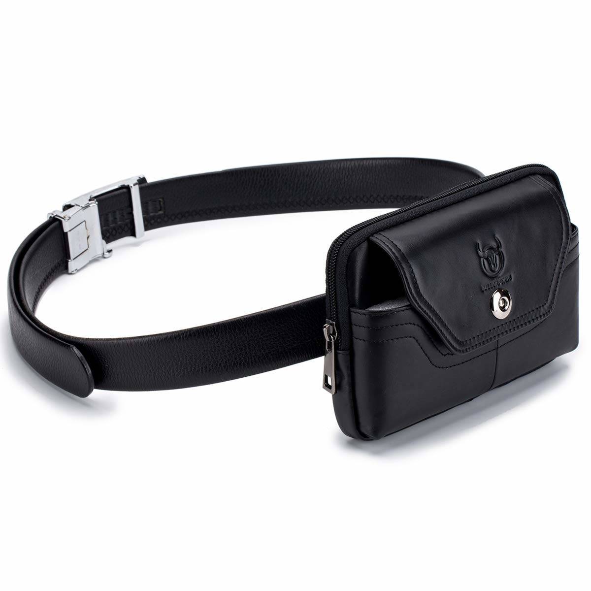 Cell Phone Pouch Leather Belt Clip Carrying Case Pouch Crossbody Bag Black
