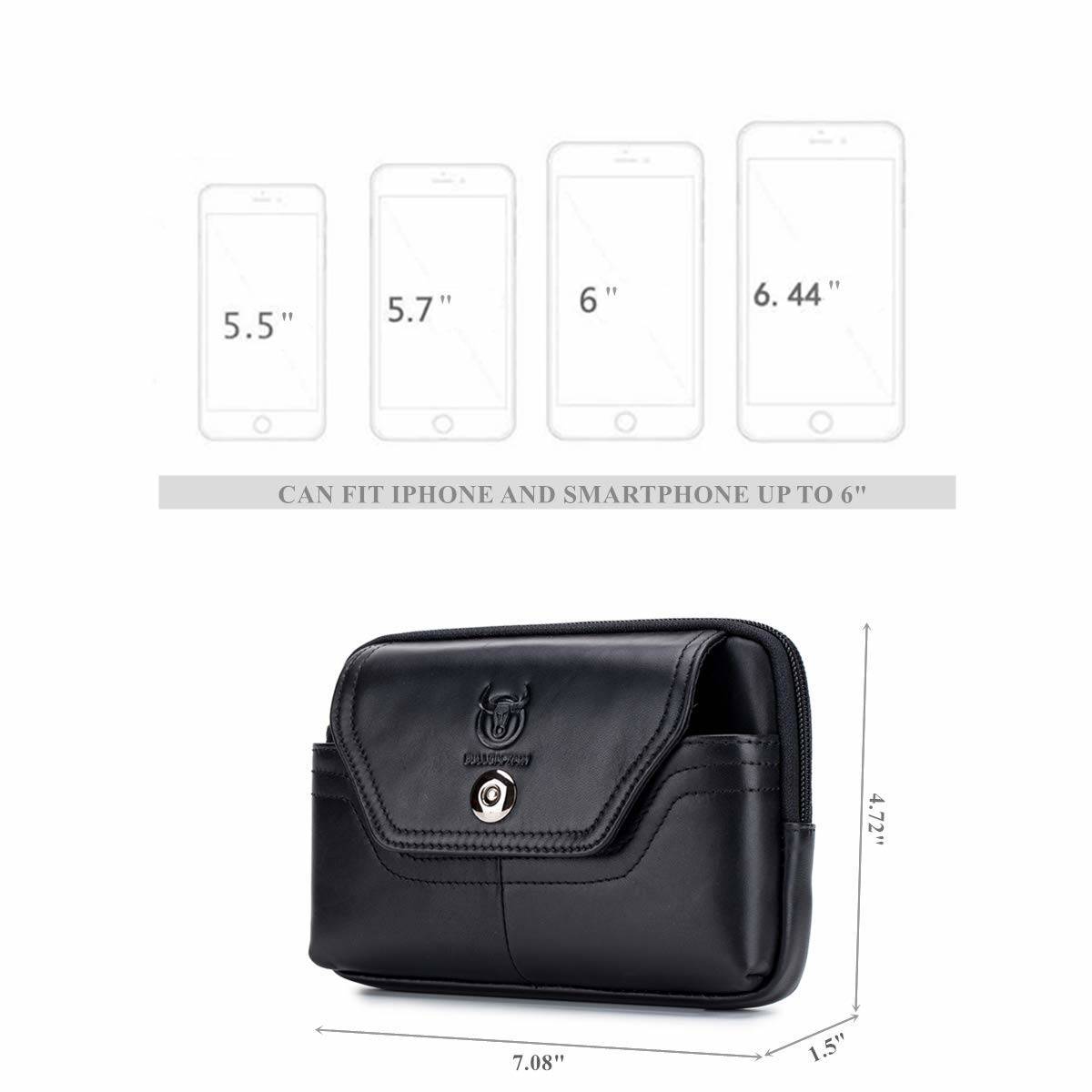 Cell Phone Pouch Leather Belt Clip Carrying Case Pouch Crossbody Bag Black