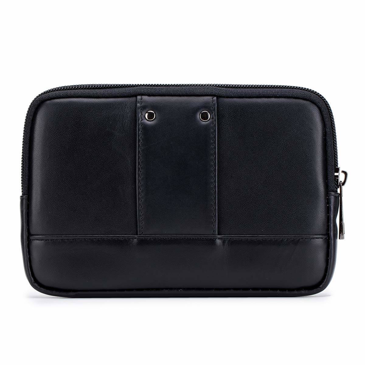 Cell Phone Pouch Leather Belt Clip Carrying Case Pouch Crossbody Bag Black