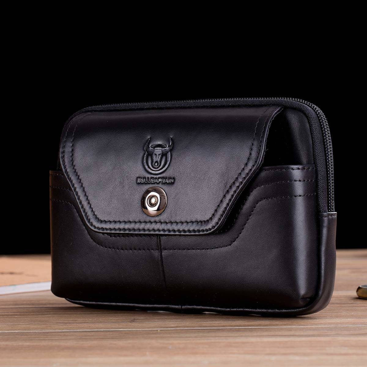 Cell Phone Pouch Leather Belt Clip Carrying Case Pouch Crossbody Bag Black
