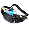 Genuine Leather Fanny Pack Waist Bag Shoulder Hiking Running Bag Black