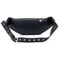Genuine Leather Fanny Pack Waist Bag Shoulder Hiking Running Bag Black