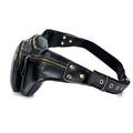 Genuine Leather Fanny Pack Waist Bag Shoulder Hiking Running Bag Black