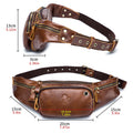 Genuine Leather Fanny Pack Waist Bag Shoulder Hiking Running Bag Brown