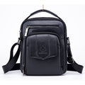 Genuine Leather Ipad Messenger Bag Crossbody Satcel Sturdy Handbag Black