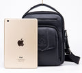 Genuine Leather Ipad Messenger Bag Crossbody Satcel Sturdy Handbag Black