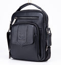 Genuine Leather Ipad Messenger Bag Crossbody Satcel Sturdy Handbag Black