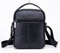 Genuine Leather Ipad Messenger Bag Crossbody Satcel Sturdy Handbag Black