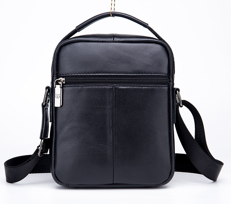Genuine Leather Ipad Messenger Bag Crossbody Satcel Sturdy Handbag Black