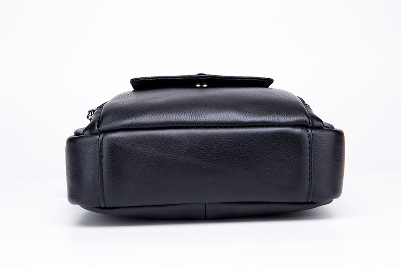 Genuine Leather Ipad Messenger Bag Crossbody Satcel Sturdy Handbag Black
