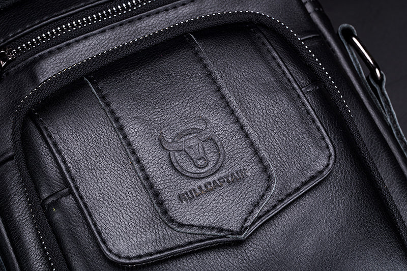 Genuine Leather Ipad Messenger Bag Crossbody Satcel Sturdy Handbag Black