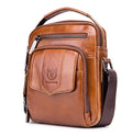 Genuine Leather Ipad Messenger Bag Crossbody Satcel Sturdy Handbag Brown