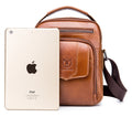 Genuine Leather Ipad Messenger Bag Crossbody Satcel Sturdy Handbag Brown