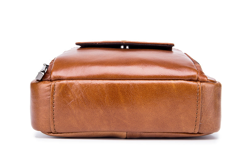Genuine Leather Ipad Messenger Bag Crossbody Satcel Sturdy Handbag Brown