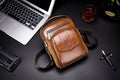 Genuine Leather Ipad Messenger Bag Crossbody Satcel Sturdy Handbag Brown