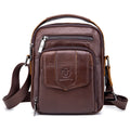 Genuine Leather Ipad Messenger Bag Crossbody Satcel Sturdy Handbag Coffee