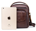 Genuine Leather Ipad Messenger Bag Crossbody Satcel Sturdy Handbag Coffee