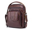 Genuine Leather Ipad Messenger Bag Crossbody Satcel Sturdy Handbag Coffee