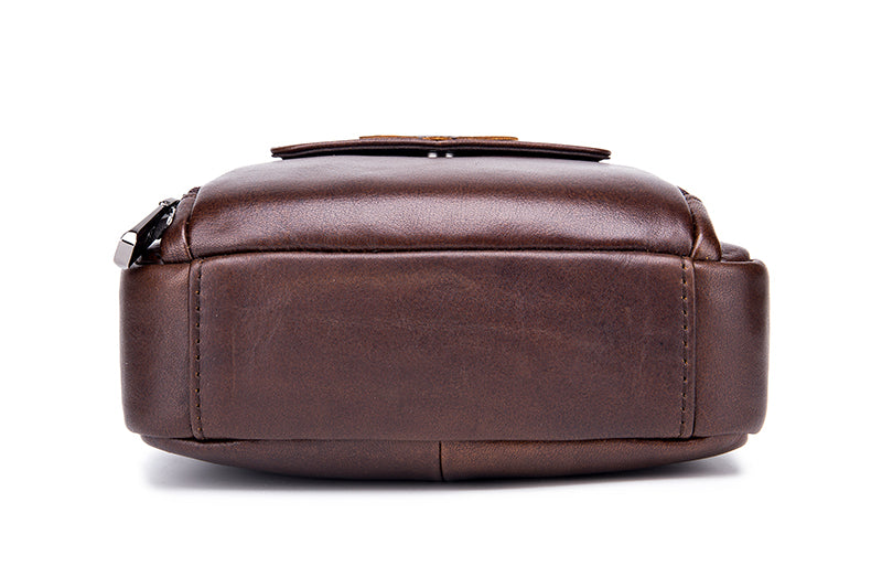 Genuine Leather Ipad Messenger Bag Crossbody Satcel Sturdy Handbag Coffee