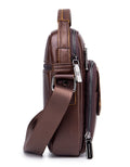 Genuine Leather Ipad Messenger Bag Crossbody Satcel Sturdy Handbag Coffee