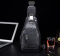 Genuine Leather Men's Sling Shoulder Bags Crossbody Chest Retro Bags Black