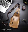 Genuine Leather Men's Sling Shoulder Bags Crossbody Chest Retro Bags Brown