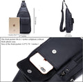 Genuine Leather Sling Bag Multi-pocket Chest Crossbody Daypack Bag Black