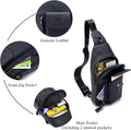 Genuine Leather Sling Bag Multi-pocket Chest Crossbody Daypack Bag Black