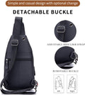 Genuine Leather Sling Bag Multi-pocket Chest Crossbody Daypack Bag Black