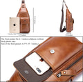 Genuine Leather Sling Bag Multi-pocket Chest Crossbody Daypack Bag Brown