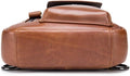 Genuine Leather Sling Bag Multi-pocket Chest Crossbody Daypack Bag Brown