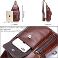 Genuine Leather Sling Bag Multi-pocket Chest Crossbody Daypack Bag Coffee