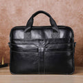 Leather Briefcase 15.6 Inch Laptop Retro Office College Computer Shoulder Bag Black