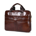 Leather Briefcase 15.6 Inch Laptop Retro Office College Computer Shoulder Bag Brown