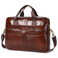 Leather Briefcase 15.6 Inch Laptop Retro Office College Computer Shoulder Bag Brown