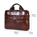 Leather Briefcase 15.6 Inch Laptop Retro Office College Computer Shoulder Bag Brown
