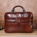 Leather Briefcase 15.6 Inch Laptop Retro Office College Computer Shoulder Bag Brown