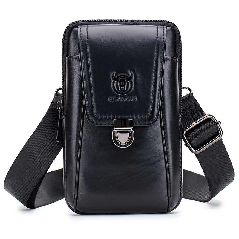 Leather Mini Small Shoulder Bag Belt Clip Holster Cell Phone Pouch Black