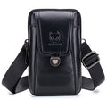Leather Mini Small Shoulder Bag Belt Clip Holster Cell Phone Pouch Black