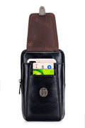 Leather Mini Small Shoulder Bag Belt Clip Holster Cell Phone Pouch Black