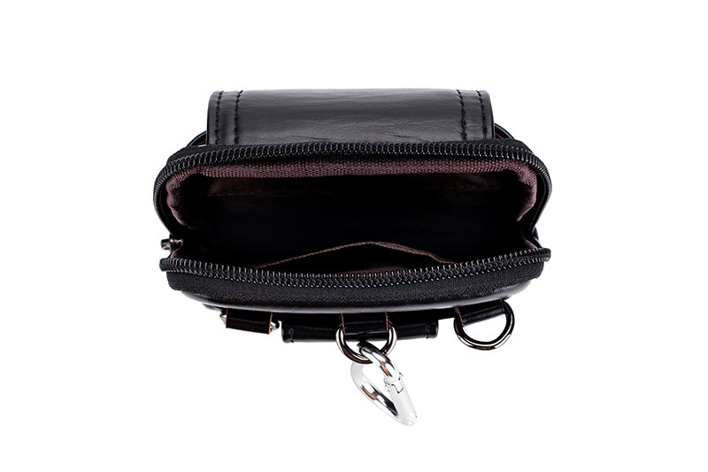 Leather Mini Small Shoulder Bag Belt Clip Holster Cell Phone Pouch Black