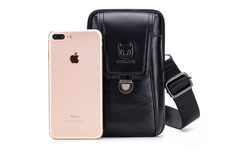 Leather Mini Small Shoulder Bag Belt Clip Holster Cell Phone Pouch Black