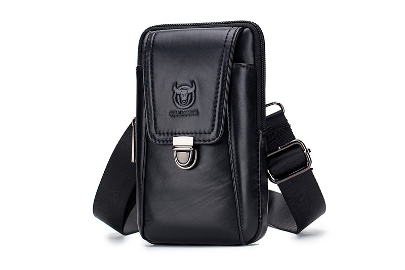 Leather Mini Small Shoulder Bag Belt Clip Holster Cell Phone Pouch Black